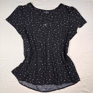 Hilary Radley Black Blouse with White Accents